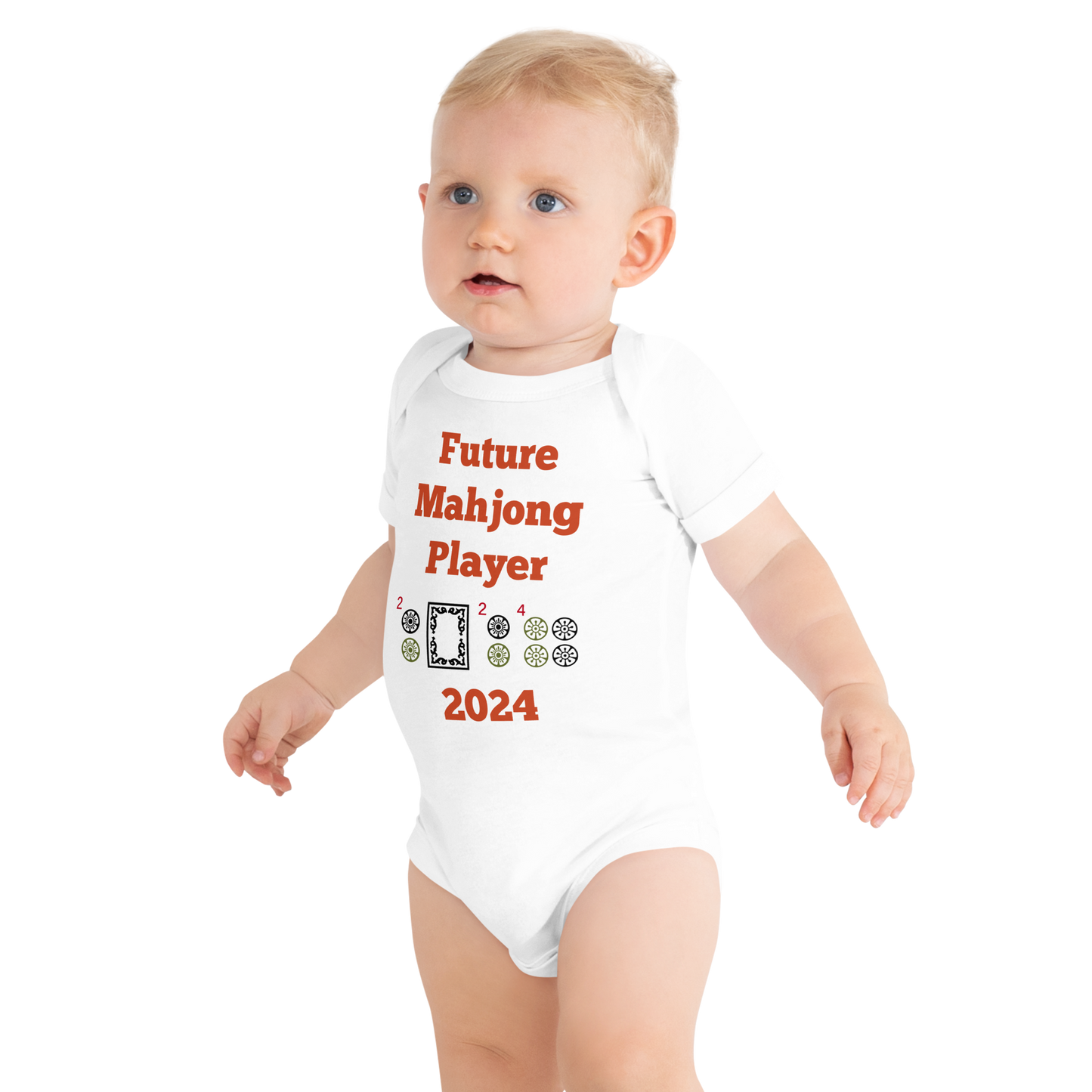 Future Mahjong Player 2024 or 2025 Baby Onesie - 5 colors Gender Reveal Pregnancy Surprise